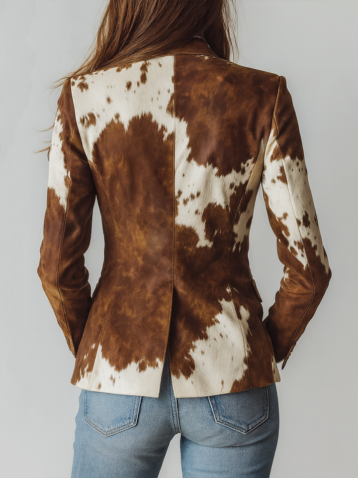 Agathe | Vintage Blazer w Wzór Krowy Eko-Odpowiedzialny
