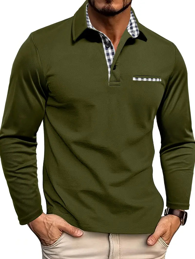 Marek | Elegancka Koszulka Polo z Długim Rękawem