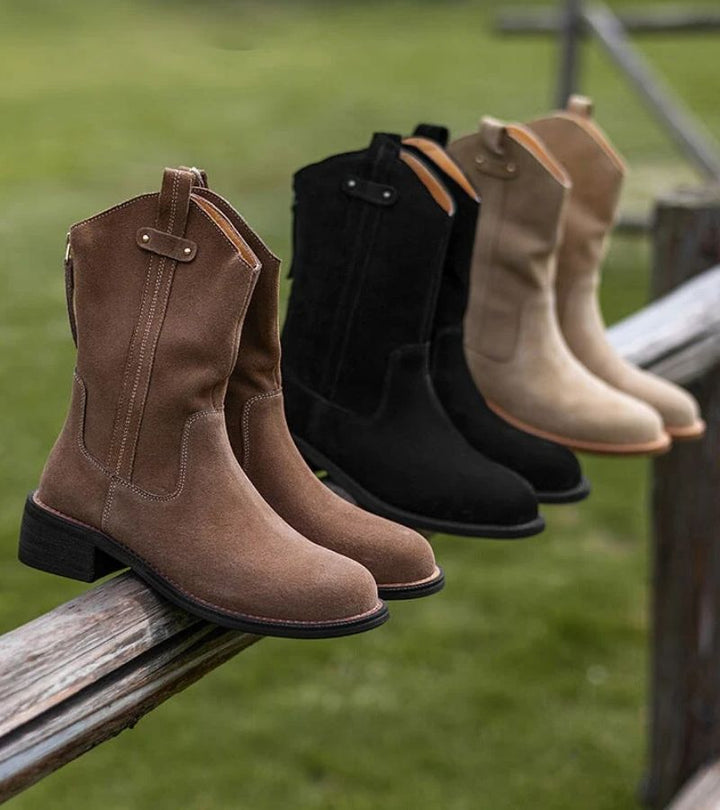 Rodeo | Botki z 100% Skóry Zamszowej i Podeszwą z Łyka Wołowego