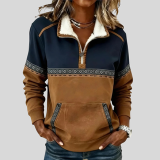 Sophie | Sweter Demi-Zip Dwukolorowy dla Kobiet Lucie