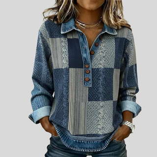 Chloe | Sweter Patchwork z Efektem Dżinsu dla Kobiet Sylvie