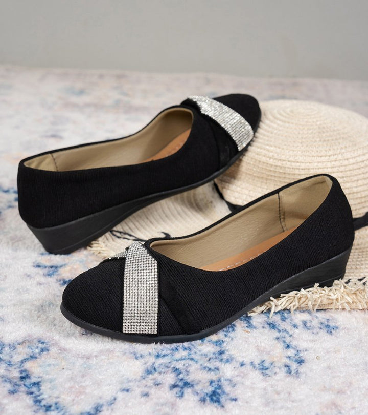 Marzia | ortopedyczne buty na koturnie z kryształkami
