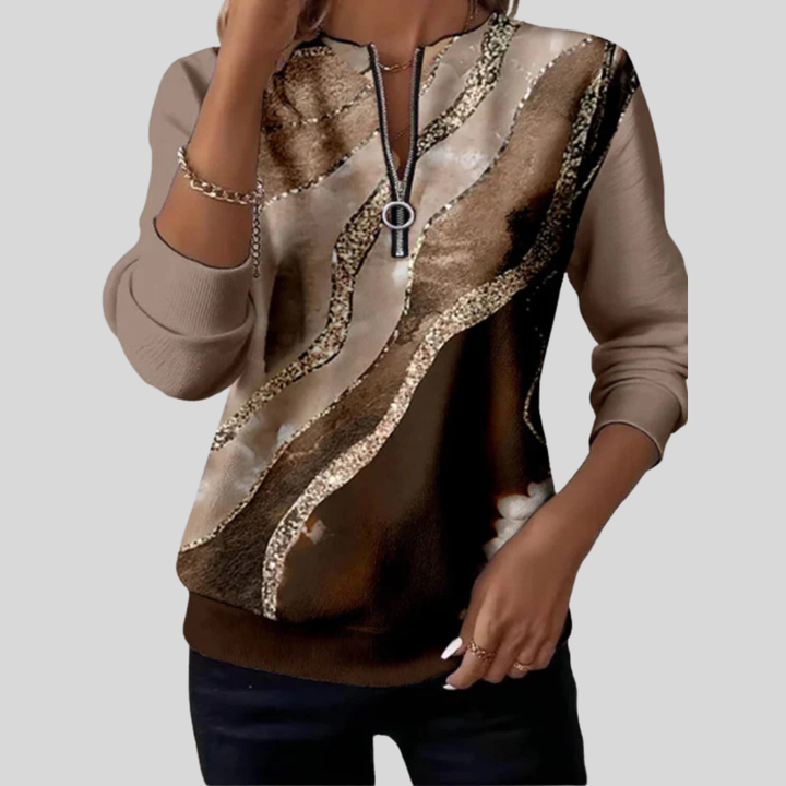 Sara| Bluza z kapturem z nadrukiem marmurkowym dla kobiet Mathilde