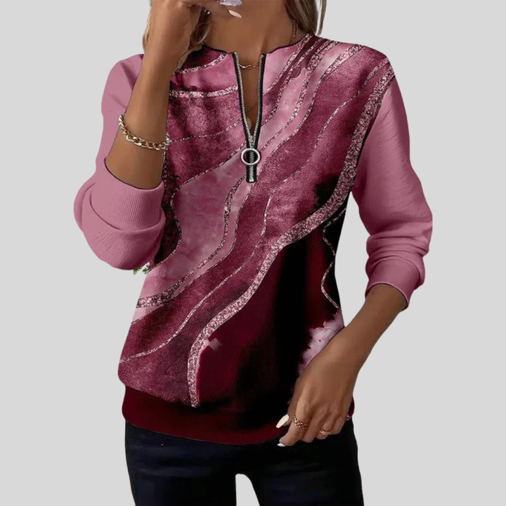 Sara| Bluza z kapturem z nadrukiem marmurkowym dla kobiet Mathilde