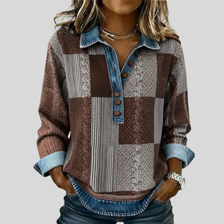 Chloe | Sweter Patchwork z Efektem Dżinsu dla Kobiet Sylvie