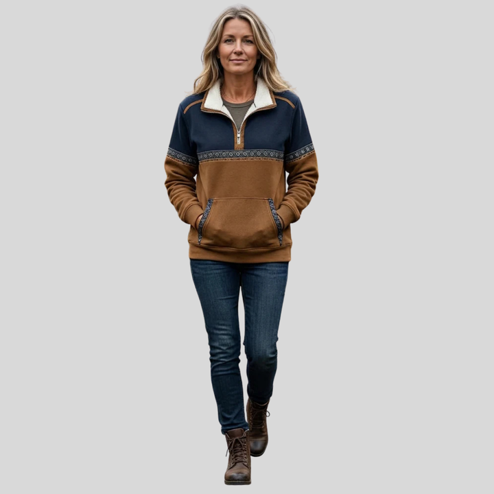 Sophie | Sweter Demi-Zip Dwukolorowy dla Kobiet Lucie