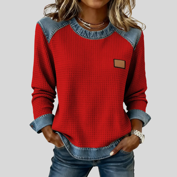 Victoria | Sweter Waflowy z Efektem Denimu dla Kobiet Amélie
