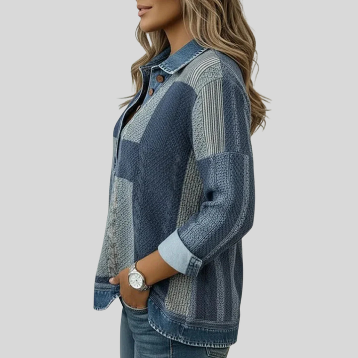 Chloe | Sweter Patchwork z Efektem Dżinsu dla Kobiet Sylvie