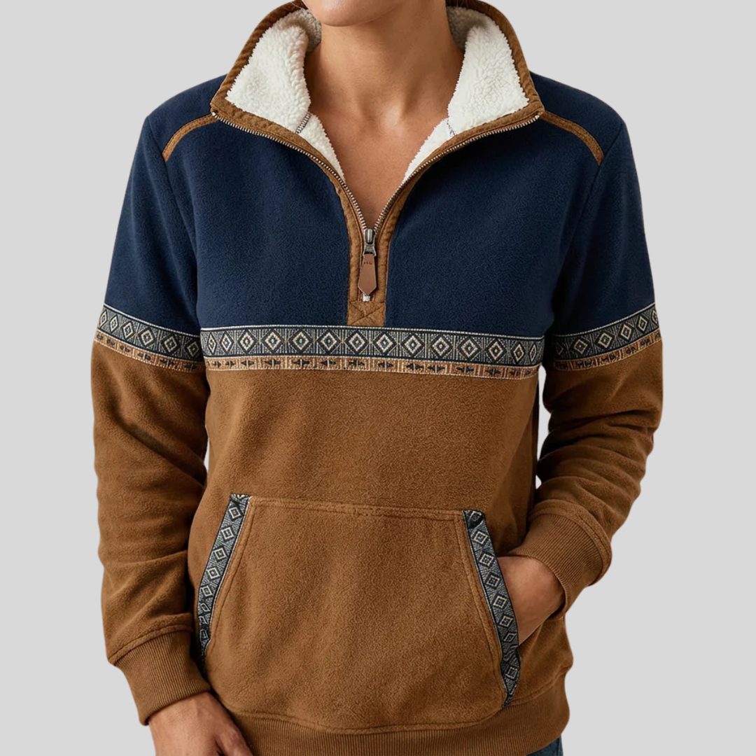 Sophie | Sweter Demi-Zip Dwukolorowy dla Kobiet Lucie