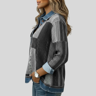 Chloe | Sweter Patchwork z Efektem Dżinsu dla Kobiet Sylvie