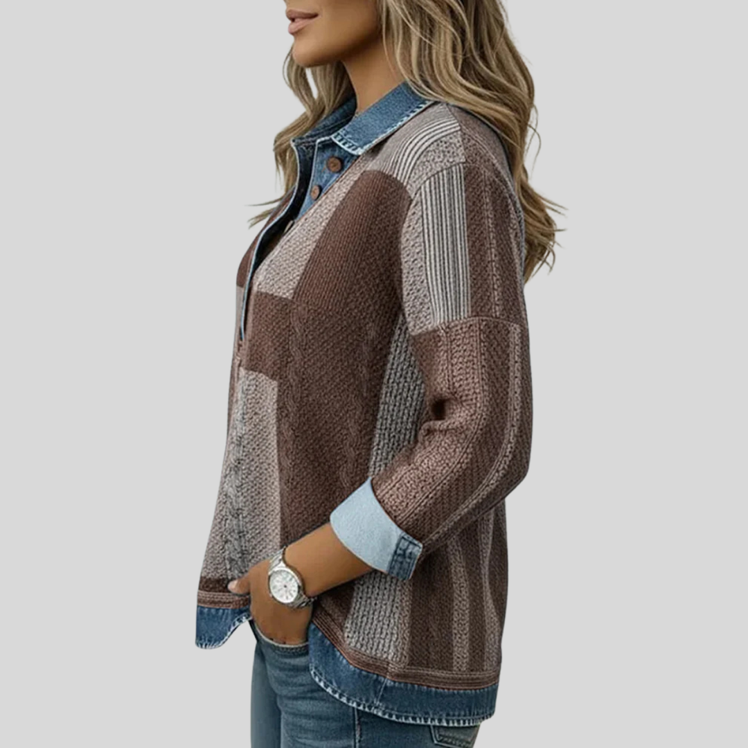 Chloe | Sweter Patchwork z Efektem Dżinsu dla Kobiet Sylvie