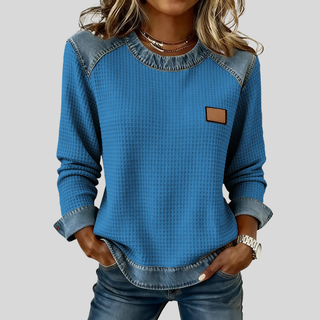 Victoria | Sweter Waflowy z Efektem Denimu dla Kobiet Amélie