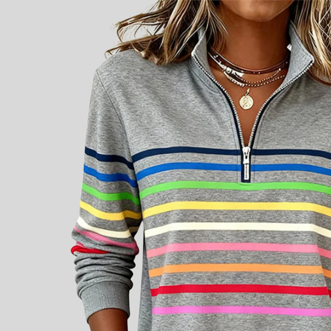 Juul| Zippowany Sweter w Wielokolorowe Paski dla Kobiet Nathalie