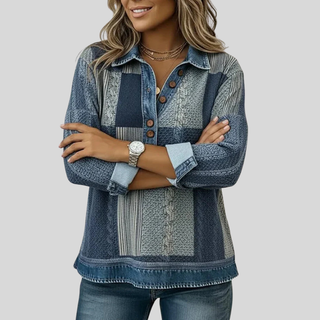 Chloe | Sweter Patchwork z Efektem Dżinsu dla Kobiet Sylvie