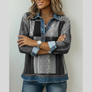 Chloe | Sweter Patchwork z Efektem Dżinsu dla Kobiet Sylvie