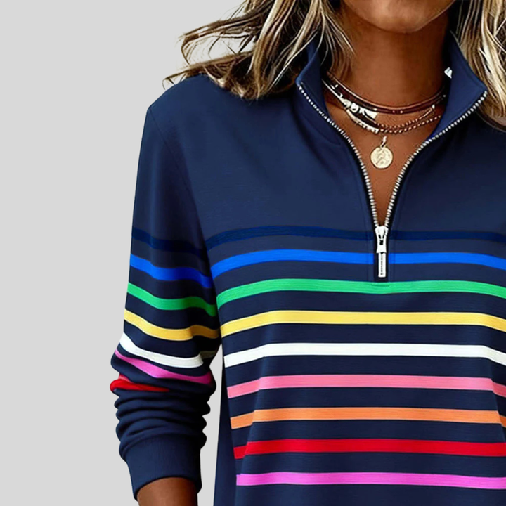Juul| Zippowany Sweter w Wielokolorowe Paski dla Kobiet Nathalie