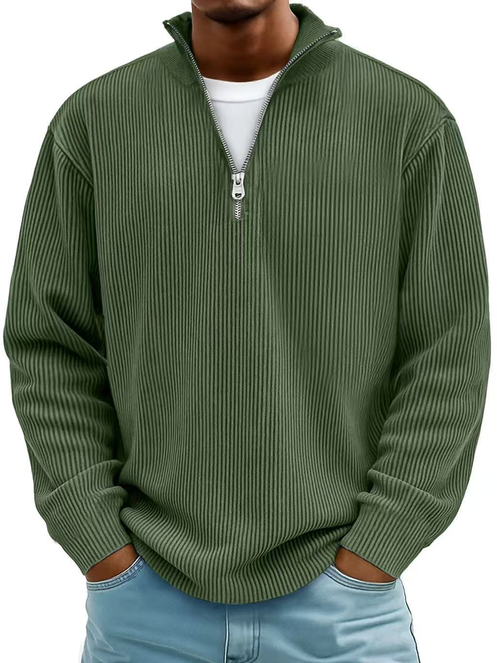 DELACROIX | Sweter z Zippem i Prążkowanym Kołnierzem Marc