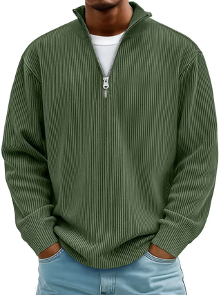 DELACROIX | Sweter z Zippem i Prążkowanym Kołnierzem Marc