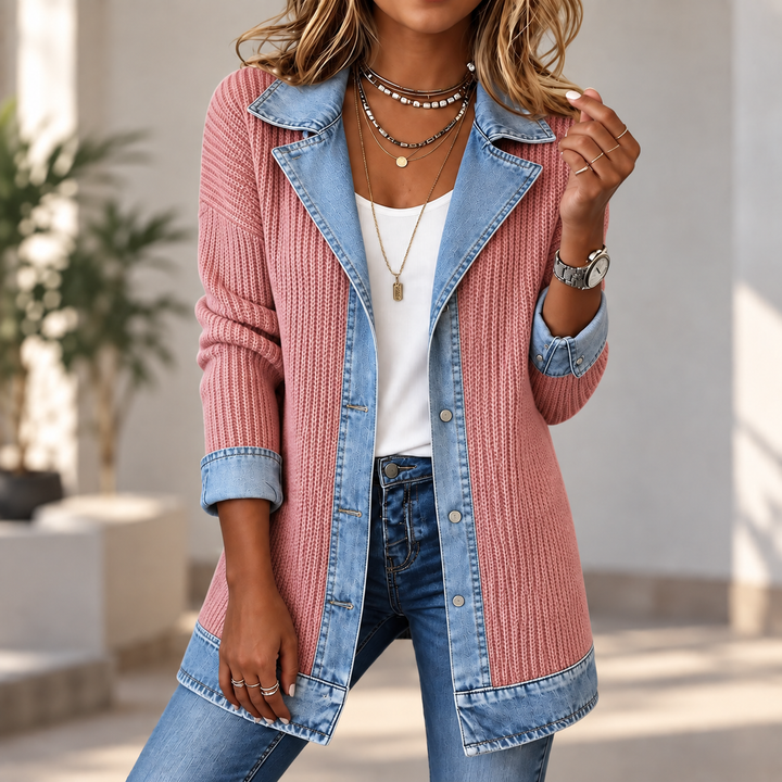 Elowen™ – Damska kurtka z dzianiny i denimu