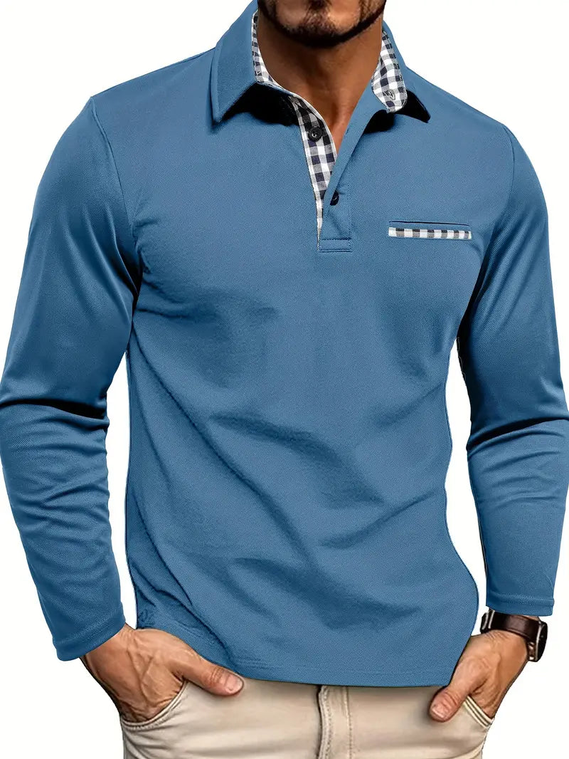 Marek | Elegancka Koszulka Polo z Długim Rękawem