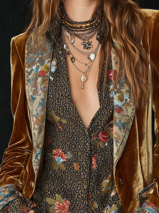 Marcelline | Blazer Patchwork w Kwiaty Vintage
