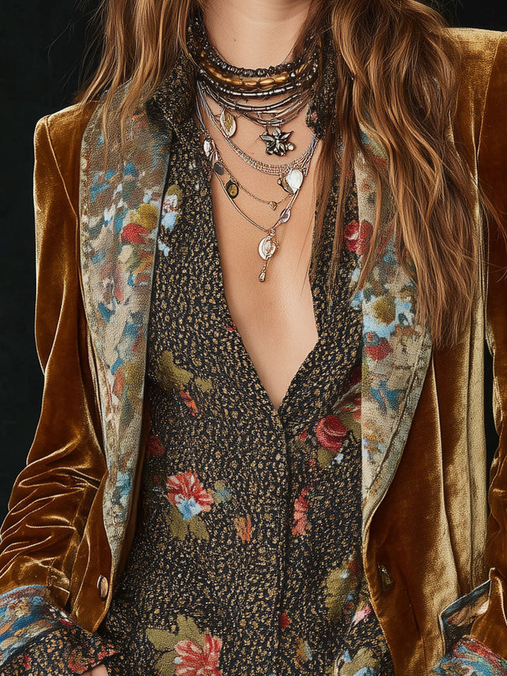 Marcelline | Blazer Patchwork w Kwiaty Vintage